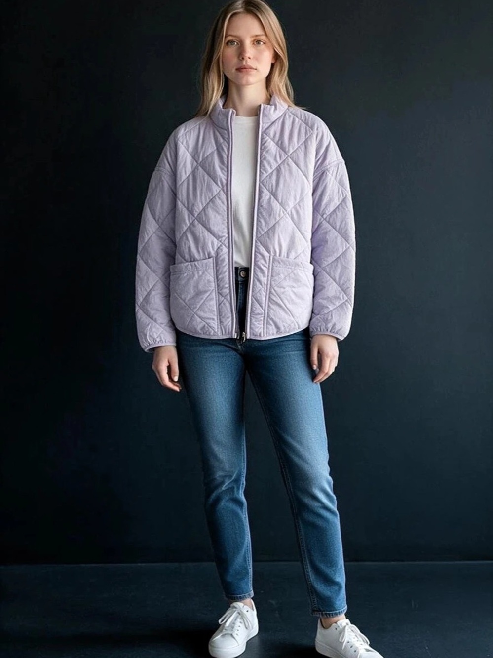 Quilted Puffer Jacket in Pink Like New
